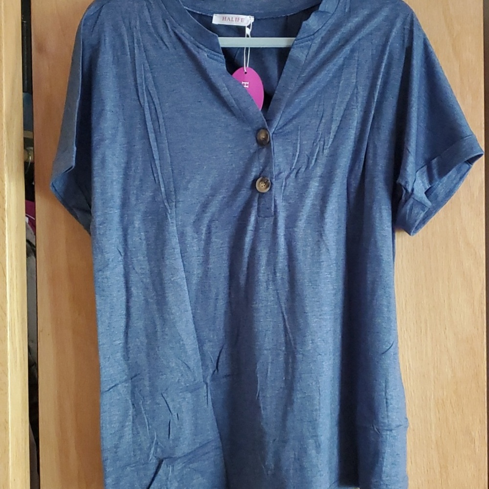 Women's Short Sleeve Henley T-Shirt